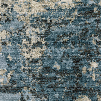 Oriental Weavers Bauer 041L2 plush modern rug featuring abstract pattern in blue/ beige tones