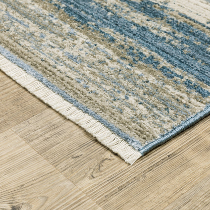 Oriental Weavers Bauer 042L2 plush modern rug featuring abstract pattern in blue/ beige tones