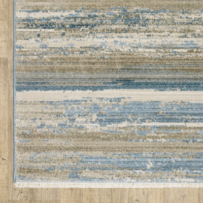 Oriental Weavers Bauer 042L2 plush modern rug featuring abstract pattern in blue/ beige tones