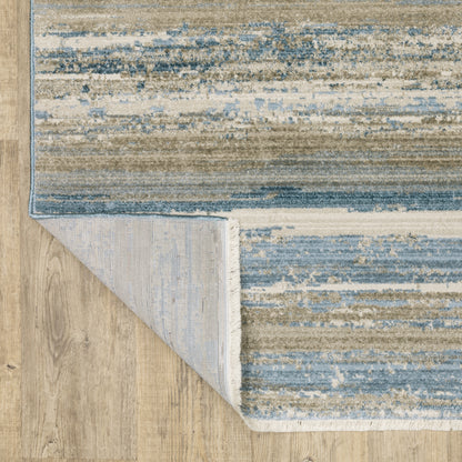 Oriental Weavers Bauer 042L2 plush modern rug featuring abstract pattern in blue/ beige tones