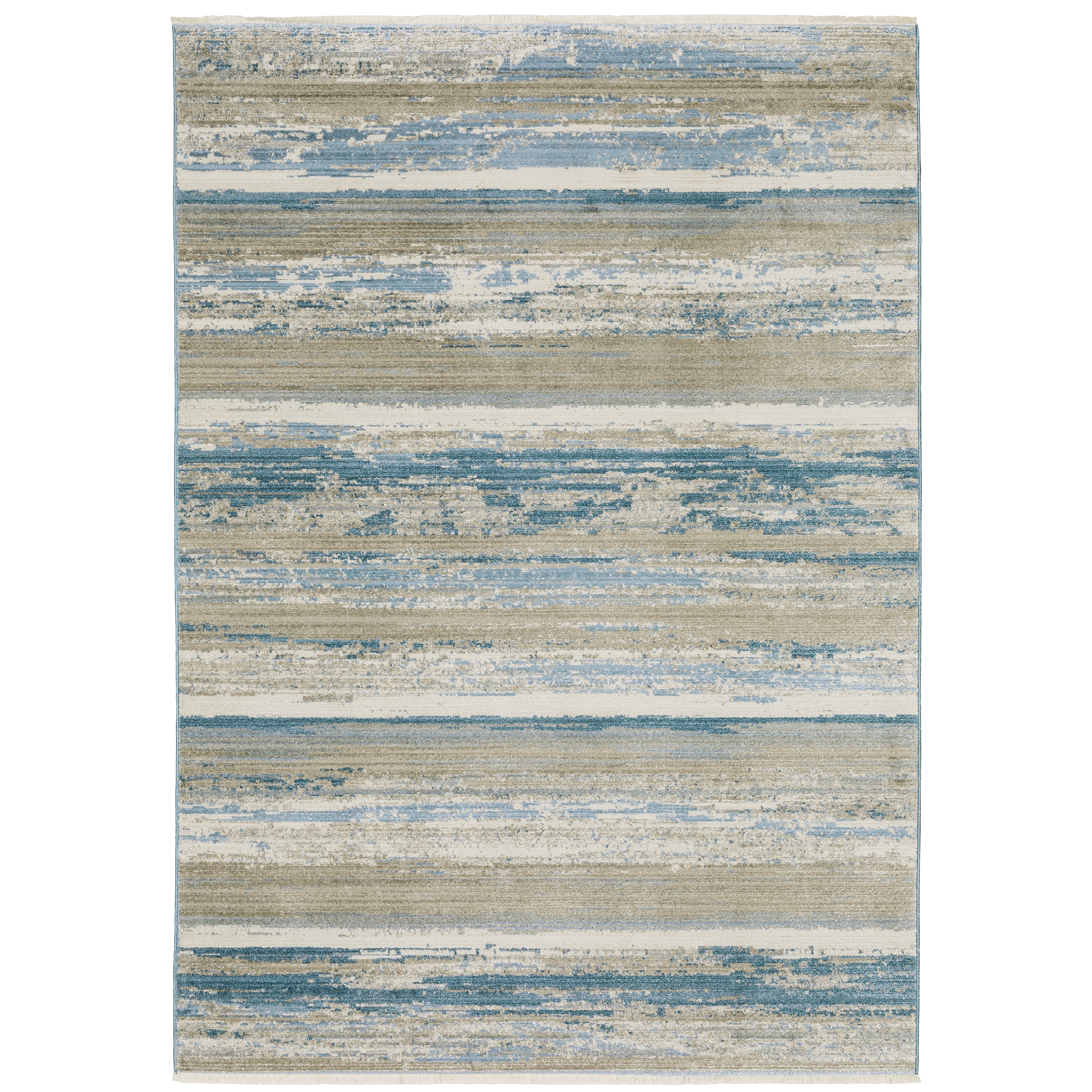 Oriental Weavers Bauer 042L2 plush modern rug featuring abstract pattern in blue/ beige tones
