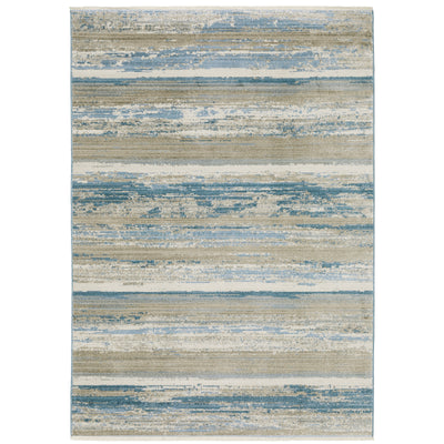 Oriental Weavers Bauer 042L2 plush modern rug featuring abstract pattern in blue/ beige tones