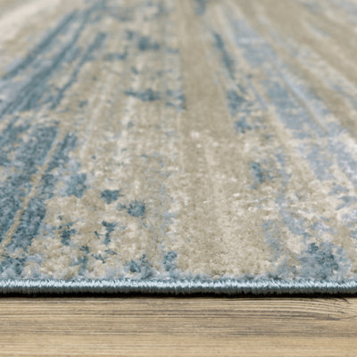 Oriental Weavers Bauer 042L2 plush modern rug featuring abstract pattern in blue/ beige tones