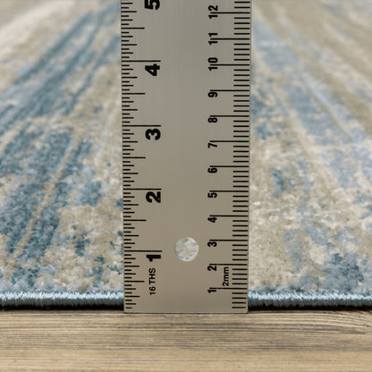 Oriental Weavers Bauer 042L2 plush modern rug featuring abstract pattern in blue/ beige tones