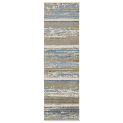 Oriental Weavers Bauer 042L2 plush modern rug featuring abstract pattern in blue/ beige tones