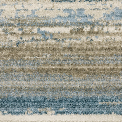 Oriental Weavers Bauer 042L2 plush modern rug featuring abstract pattern in blue/ beige tones
