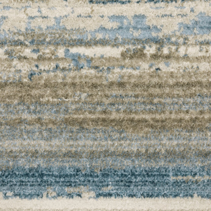 Oriental Weavers Bauer 042L2 plush modern rug featuring abstract pattern in blue/ beige tones