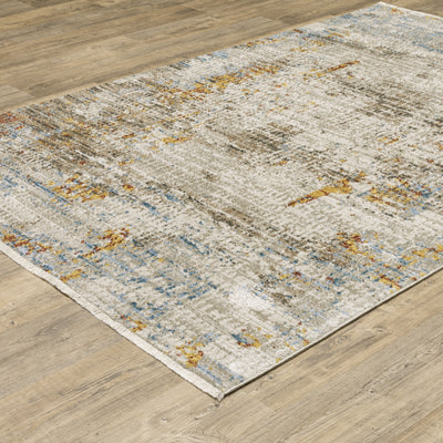 Oriental Weavers Bauer 005E2 plush modern rug featuring abstract pattern in beige/ multi tones