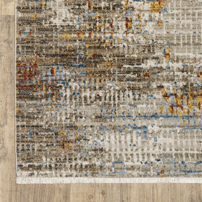 Oriental Weavers Bauer 005E2 plush modern rug featuring abstract pattern in beige/ multi tones