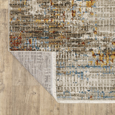 Oriental Weavers Bauer 005E2 plush modern rug featuring abstract pattern in beige/ multi tones