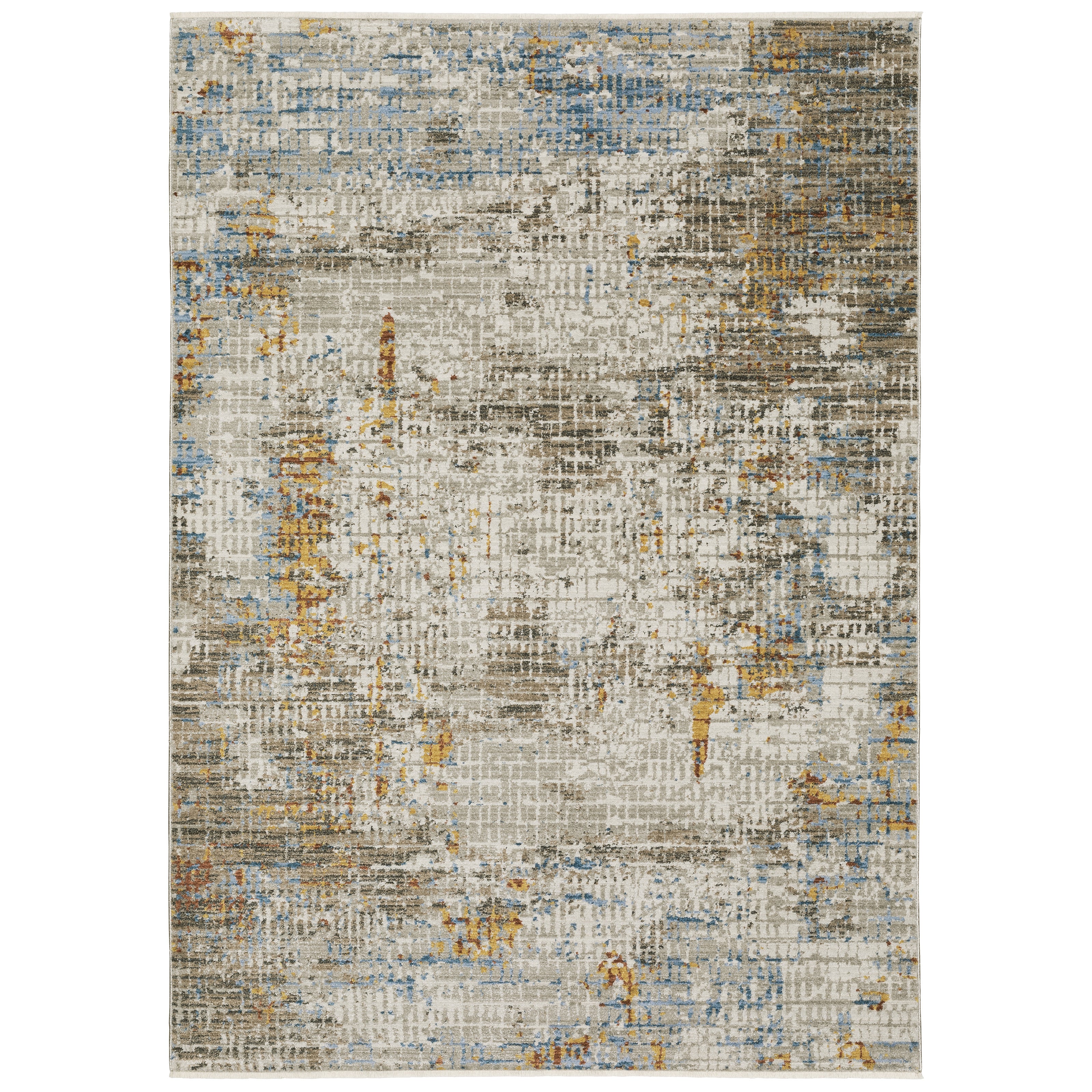 Oriental Weavers Bauer 005E2 plush modern rug featuring abstract pattern in beige/ multi tones
