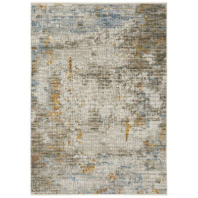 Oriental Weavers Bauer 005E2 plush modern rug featuring abstract pattern in beige/ multi tones