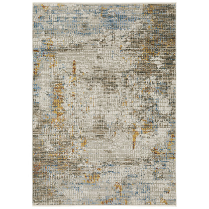 Oriental Weavers Bauer 005E2 plush modern rug featuring abstract pattern in beige/ multi tones