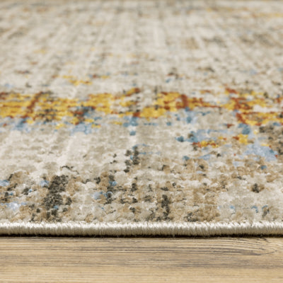 Oriental Weavers Bauer 005E2 plush modern rug featuring abstract pattern in beige/ multi tones