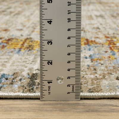 Oriental Weavers Bauer 005E2 plush modern rug featuring abstract pattern in beige/ multi tones