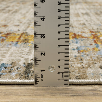 Oriental Weavers Bauer 005E2 plush modern rug featuring abstract pattern in beige/ multi tones