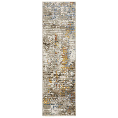 Oriental Weavers Bauer 005E2 plush modern rug featuring abstract pattern in beige/ multi tones