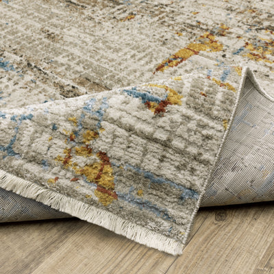 Oriental Weavers Bauer 005E2 plush modern rug featuring abstract pattern in beige/ multi tones