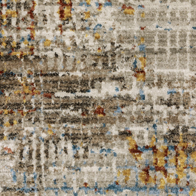 Oriental Weavers Bauer 005E2 plush modern rug featuring abstract pattern in beige/ multi tones