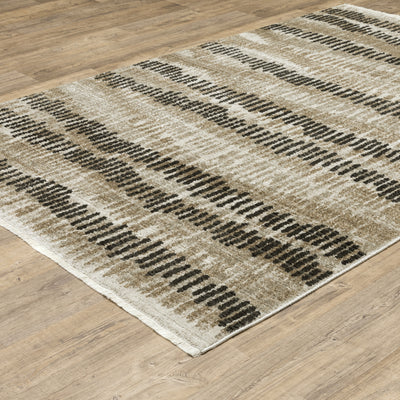 Oriental Weavers Bauer 8120D plush modern rug featuring abstract pattern in beige/ charcoal tones