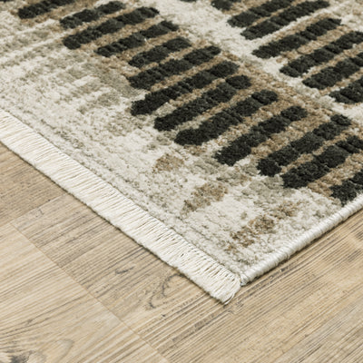 Oriental Weavers Bauer 8120D plush modern rug featuring abstract pattern in beige/ charcoal tones