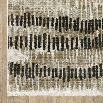 Oriental Weavers Bauer 8120D plush modern rug featuring abstract pattern in beige/ charcoal tones