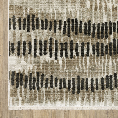 Oriental Weavers Bauer 8120D plush modern rug featuring abstract pattern in beige/ charcoal tones