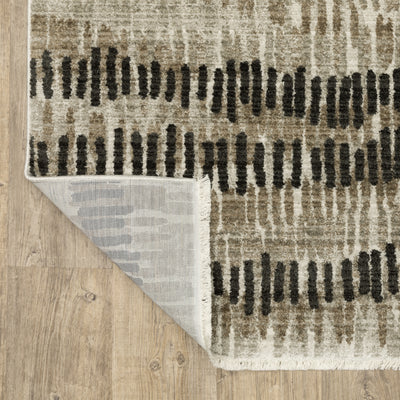 Oriental Weavers Bauer 8120D plush modern rug featuring abstract pattern in beige/ charcoal tones