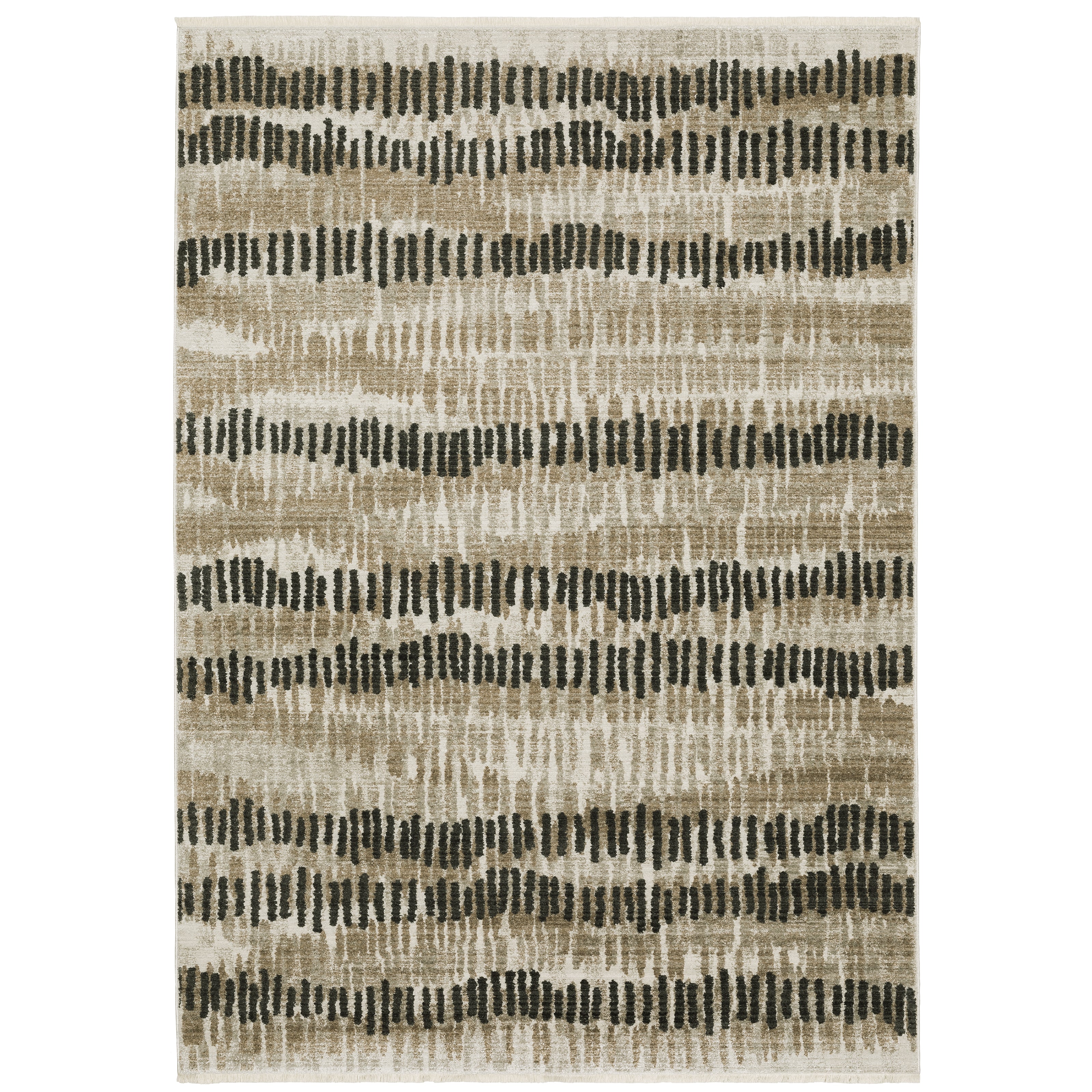 Oriental Weavers Bauer 8120D plush modern rug featuring abstract pattern in beige/ charcoal tones