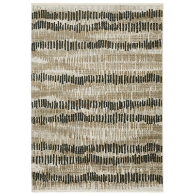 Oriental Weavers Bauer 8120D plush modern rug featuring abstract pattern in beige/ charcoal tones