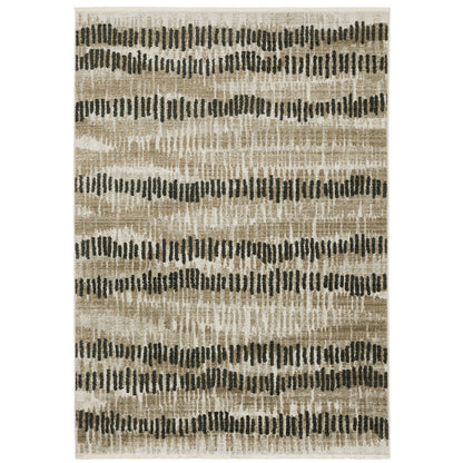 Oriental Weavers Bauer 8120D plush modern rug featuring abstract pattern in beige/ charcoal tones