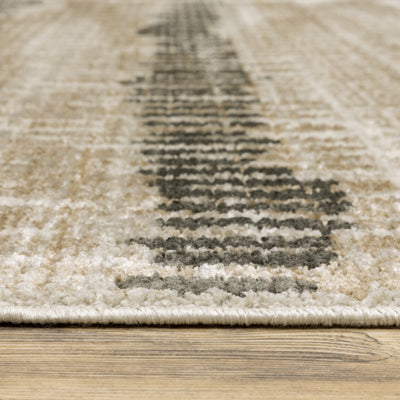 Oriental Weavers Bauer 8120D plush modern rug featuring abstract pattern in beige/ charcoal tones