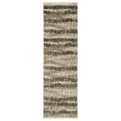 Oriental Weavers Bauer 8120D plush modern rug featuring abstract pattern in beige/ charcoal tones