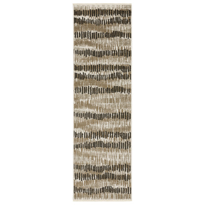 Oriental Weavers Bauer 8120D plush modern rug featuring abstract pattern in beige/ charcoal tones