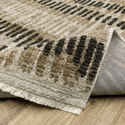 Oriental Weavers Bauer 8120D plush modern rug featuring abstract pattern in beige/ charcoal tones
