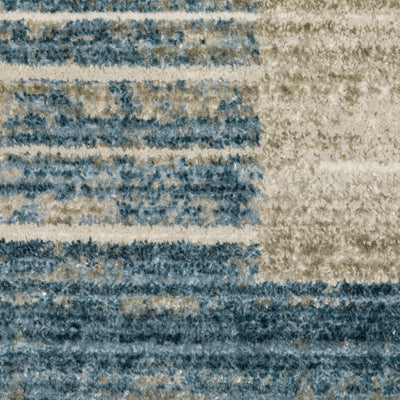 Oriental Weavers Bauer 090B2 plush modern rug featuring abstract pattern in blue/ beige tones
