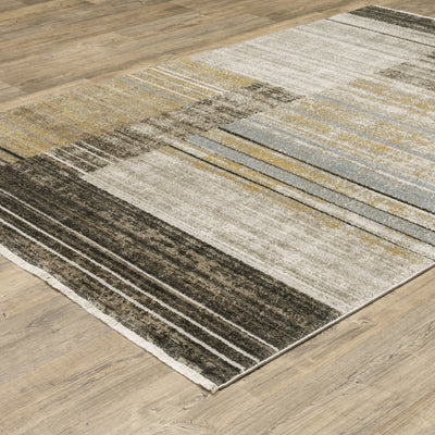 Oriental Weavers Bauer 090N2 plush modern rug featuring abstract pattern in beige/ charcoal tones