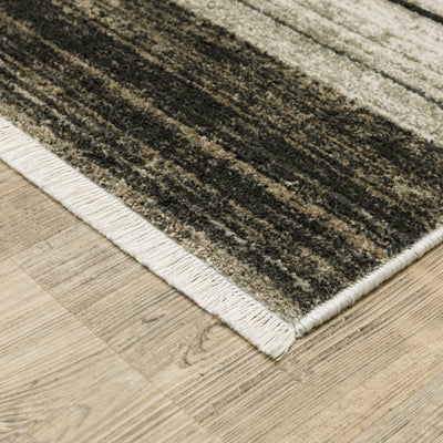 Oriental Weavers Bauer 090N2 plush modern rug featuring abstract pattern in beige/ charcoal tones