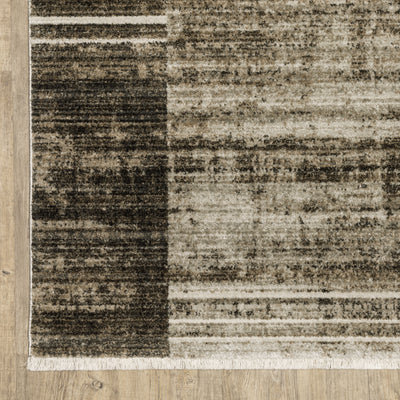 Oriental Weavers Bauer 090N2 plush modern rug featuring abstract pattern in beige/ charcoal tones