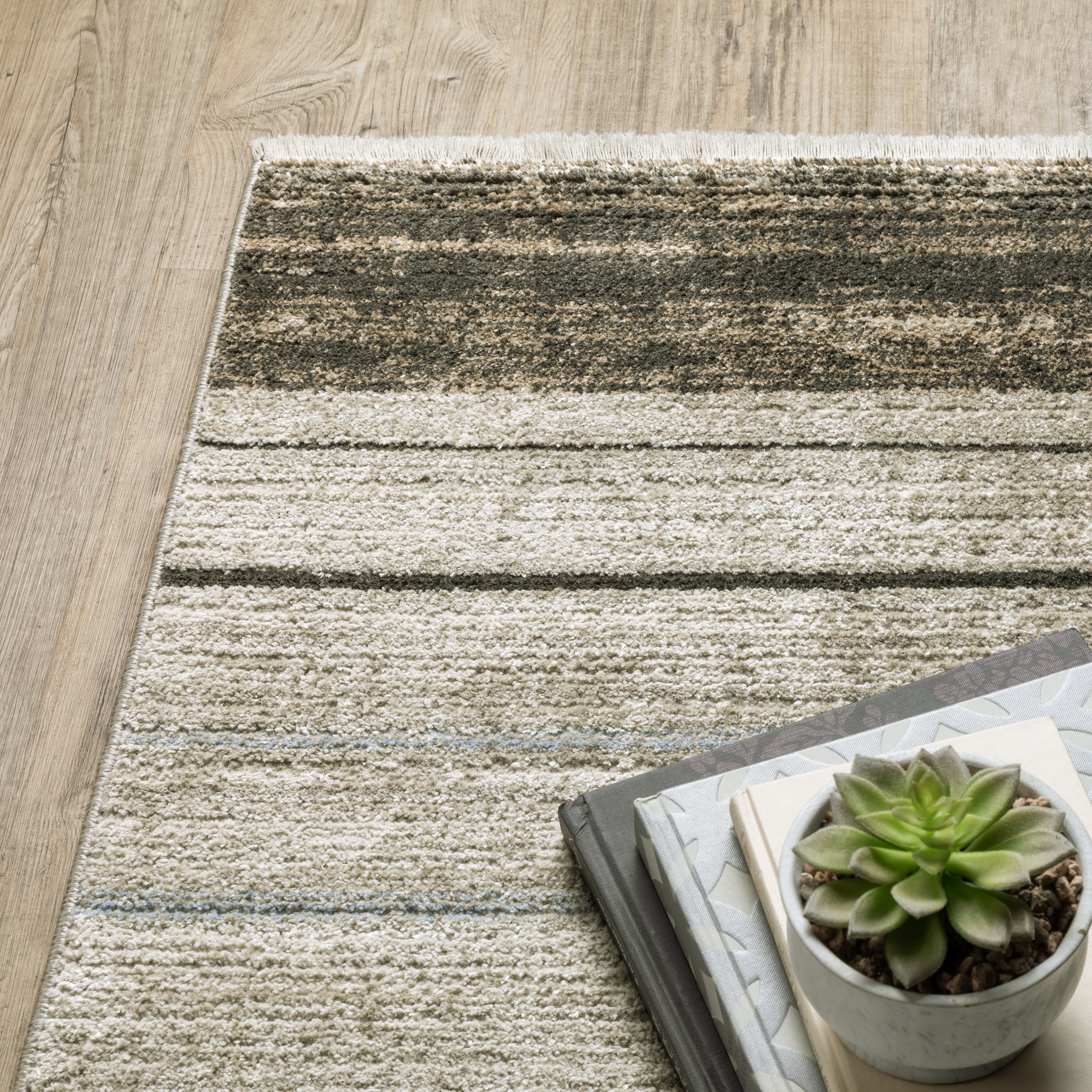Oriental Weavers Bauer 090N2 plush modern rug featuring abstract pattern in beige/ charcoal tones
