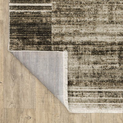 Oriental Weavers Bauer 090N2 plush modern rug featuring abstract pattern in beige/ charcoal tones