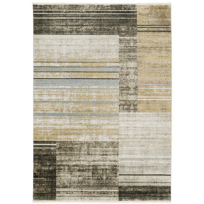 Oriental Weavers Bauer 090N2 plush modern rug featuring abstract pattern in beige/ charcoal tones