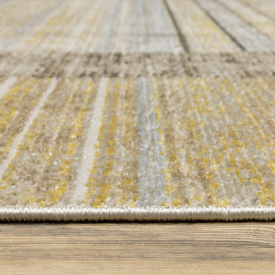 Oriental Weavers Bauer 090N2 plush modern rug featuring abstract pattern in beige/ charcoal tones
