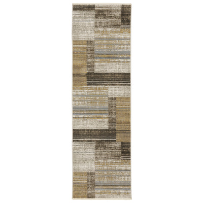 Oriental Weavers Bauer 090N2 plush modern rug featuring abstract pattern in beige/ charcoal tones