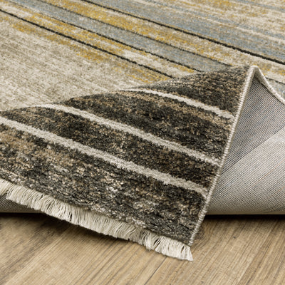 Oriental Weavers Bauer 090N2 plush modern rug featuring abstract pattern in beige/ charcoal tones