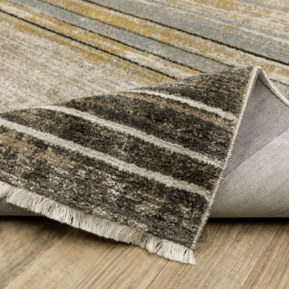 Oriental Weavers Bauer 090N2 plush modern rug featuring abstract pattern in beige/ charcoal tones