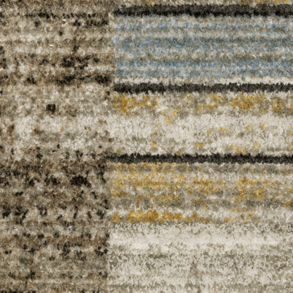 Oriental Weavers Bauer 090N2 plush modern rug featuring abstract pattern in beige/ charcoal tones