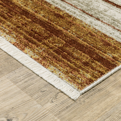 Oriental Weavers Bauer 090R2 plush modern rug featuring abstract pattern in rust/ gold tones