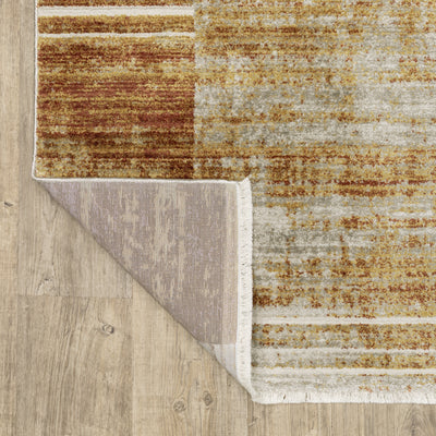 Oriental Weavers Bauer 090R2 plush modern rug featuring abstract pattern in rust/ gold tones