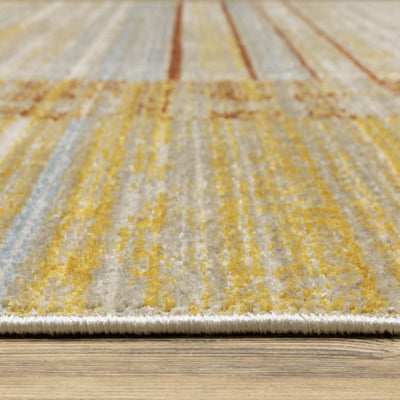 Oriental Weavers Bauer 090R2 plush modern rug featuring abstract pattern in rust/ gold tones